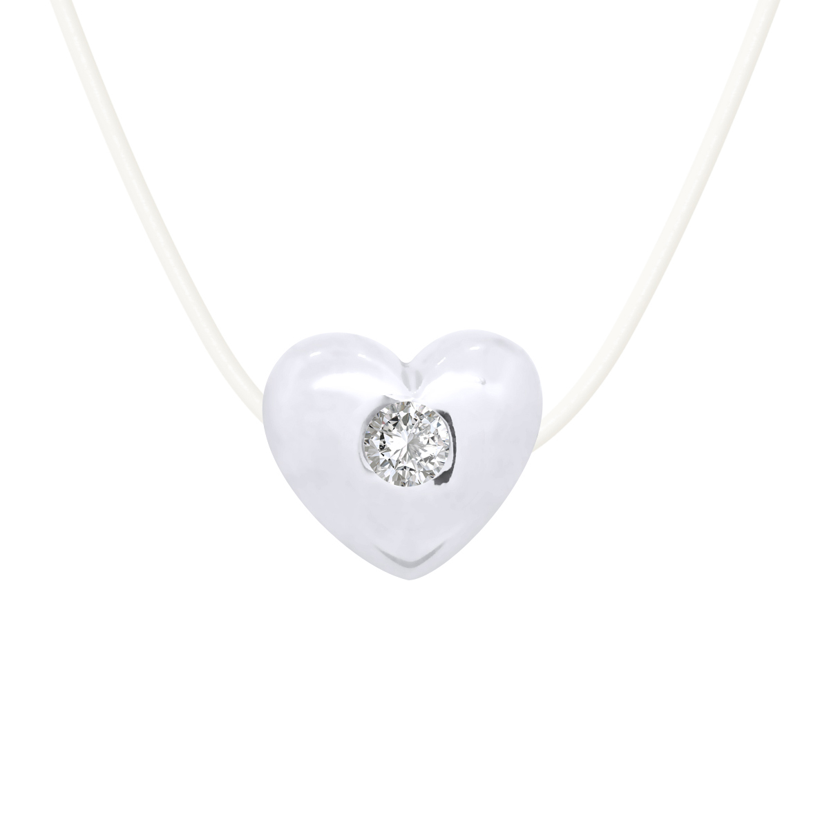 Diadema Womens - Necklace - Nylon - Heart - Real Diamond - White - One Size | Diadema Sale | Discount Designer Brands