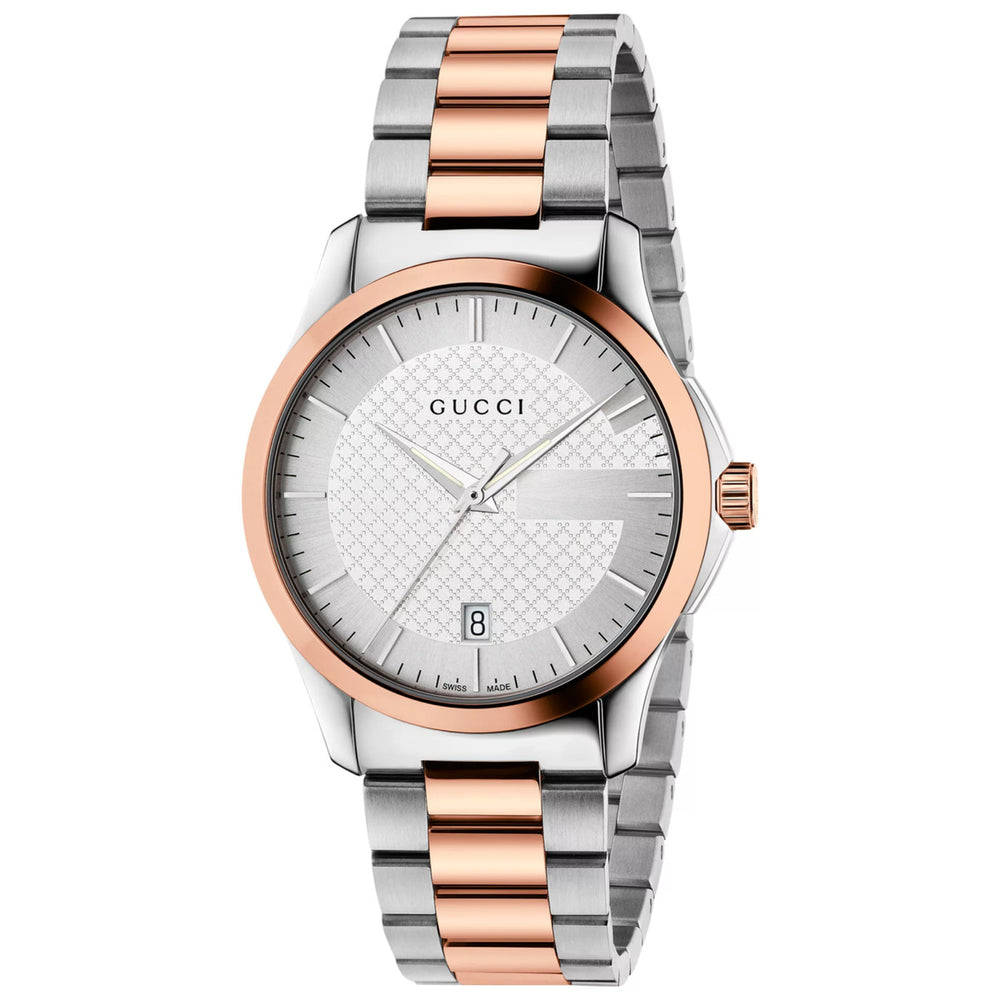 Gucci YA126447 Unisex Watch - Silver & Rose Gold Stainless Steel - One Size | Gucci Sale | Discount Designer Brands