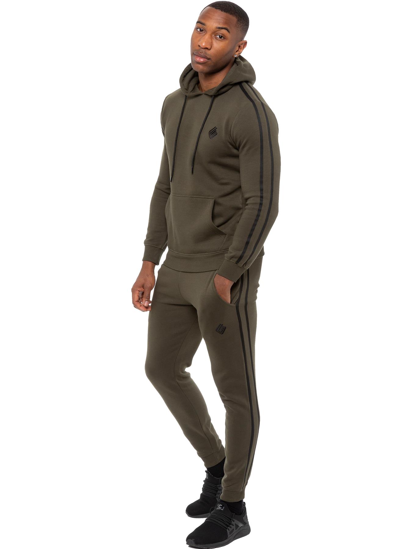 Enzo | Mens Pullover Tape Hoodie Tracksuit Set - Khaki Cotton - Size 2XL | Enzo Sale | Discount Designer Brands