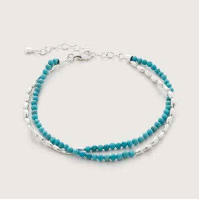 Sterling Silver Mini Nugget Gemstone Beaded Bracelet Turquoise