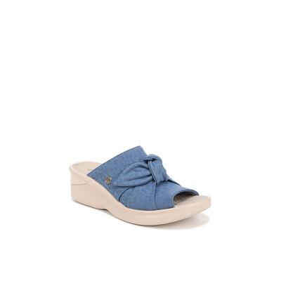 Women's Smile Wedge Sandal by BZees in Blue Fabric (Size 6 M)