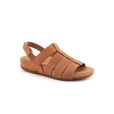 Wide Width Women's Burnaby Adjustable Strap Sandal by SoftWalk in Tan Nubuck (Size 8 1/2 W)