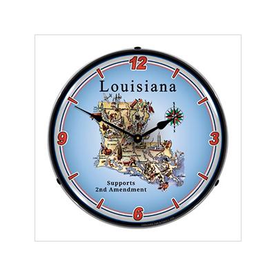 Collectable Sign and Clock Louisiana Supports the 2nd Amendment Backlit Wall Clock