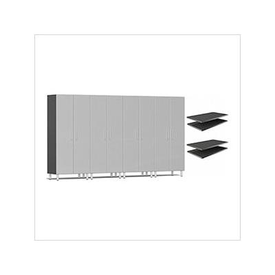 Ulti-MATE Garage Cabinets 4-Piece Tall Garage Cabinet Kit and 4-Shelf Bundle in Stardust Silver Metallic