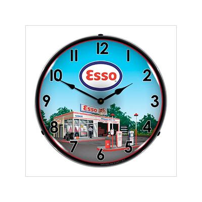 Collectable Sign and Clock Esso Station Backlit Wall Clock