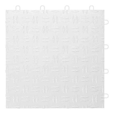 GearTile Diamond Pattern 12" x 12" White Garage Floor Tile (24 Pack)