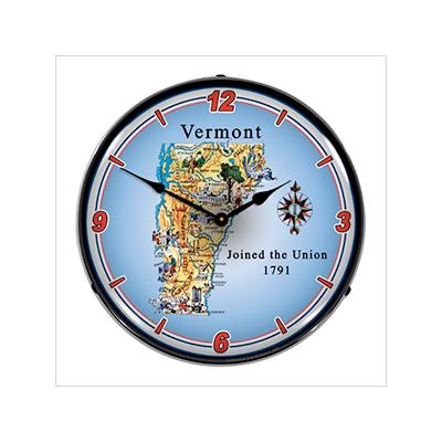 Collectable Sign and Clock State of Vermont Backlit Wall Clock