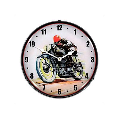 Collectable Sign and Clock Road Racer Motorcycle Backlit Wall Clock