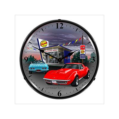 Collectable Sign and Clock 1968 Corvette Backlit Wall Clock