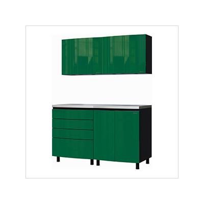 Contur Cabinet 5' Premium Racing Green Garage Cabinet System with Stainless Steel Tops