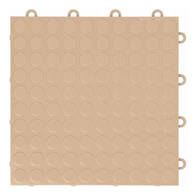 GearTile Coin Pattern 12" x 12" Beige Garage Floor Tile (24 Pack)