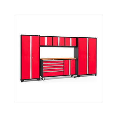 NewAge Garage Cabinets BOLD Red 6-Piece Project Center Set with Bamboo Top