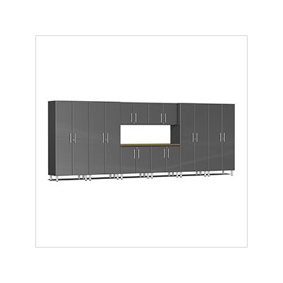 Ulti-MATE Garage Cabinets 9-Piece Garage Cabinet Kit with Bamboo Worktop in Graphite Grey Metallic