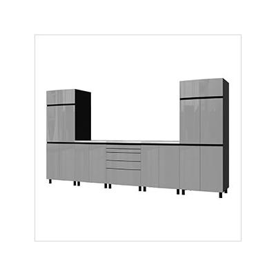 Contur Cabinet 12.5' Premium Lithium Grey Garage Cabinet System with Stainless Steel Tops