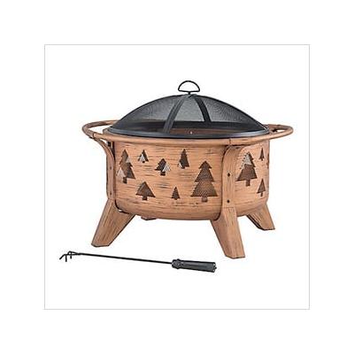 Sunjoy Group 30-Inch Copper Steel Wood Burning Fire Pit with Spark Screen and Fire Poker