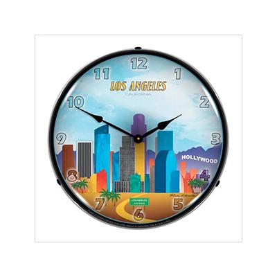 Collectable Sign and Clock Los Angeles Skyline Backlit Wall Clock