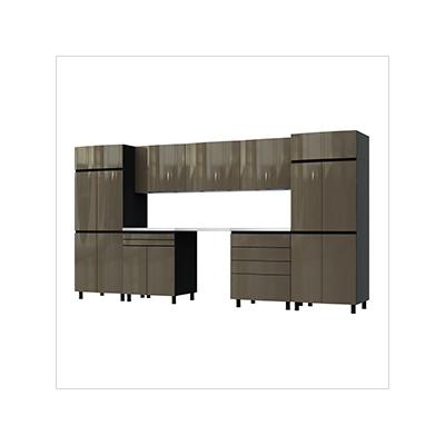 Contur Cabinet 12.5' Premium Terra Grey Garage Cabinet System with Stainless Steel Tops