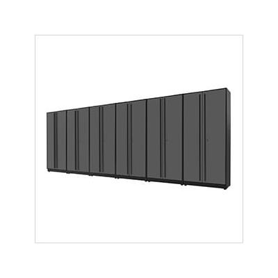 Proslat Garage Cabinets 6-Piece Glossy Grey Tall Garage Cabinet Set with Black Handles