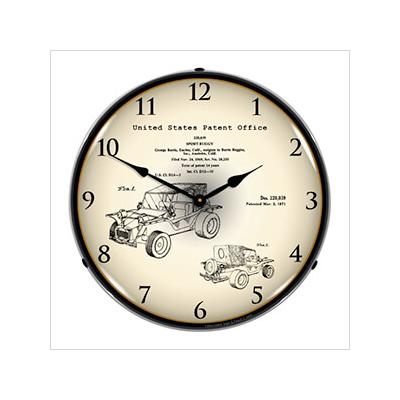 Collectable Sign and Clock 1971 George Barris Sport Buggy Patent Blueprint Backlit Wall Clock
