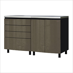 Contur Cabinet 5' Premium Terra Grey Garage Cabinet System with Stainless Steel Tops