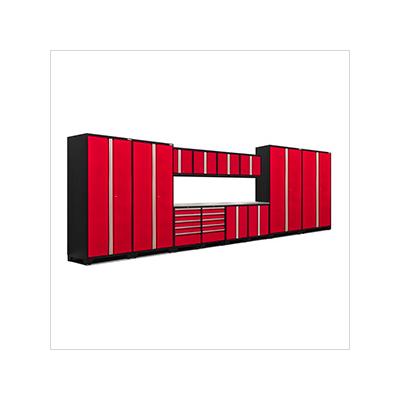 NewAge Garage Cabinets PRO Series Red 14-Piece Set with Stainless Steel Top
