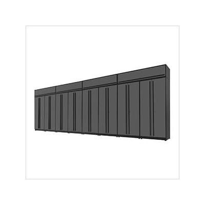 Proslat Garage Cabinets 12-Piece Glossy Grey Extra Tall Garage Cabinet Set with Black Handles