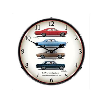 Collectable Sign and Clock 1965 Chevrolet Lineup Backlit Wall Clock