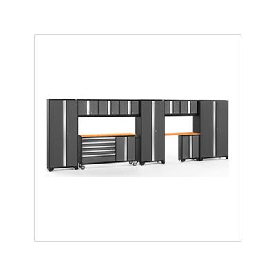 NewAge Garage Cabinets BOLD Grey 11-Piece Project Center Set with Bamboo Top and LED Lights