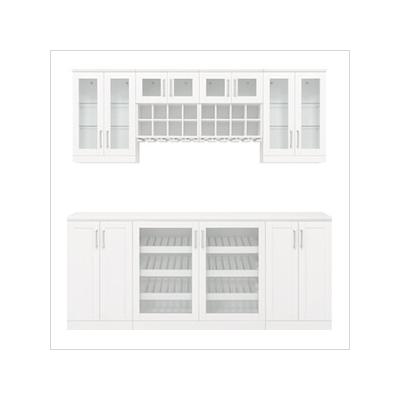 NewAge Home Bar White 8-Piece Cabinet Set