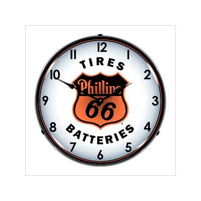 Collectable Sign and Clock Phillips 66 Tires and Batteries Backlit Wall Clock