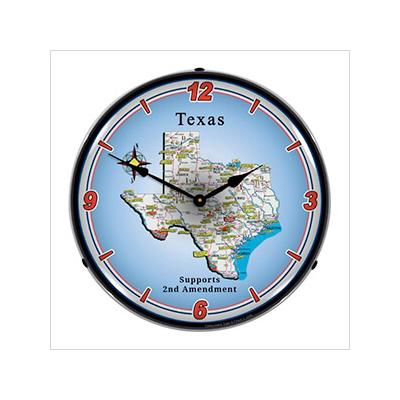 Collectable Sign and Clock Texas Supports the 2nd Amendment Backlit Wall Clock