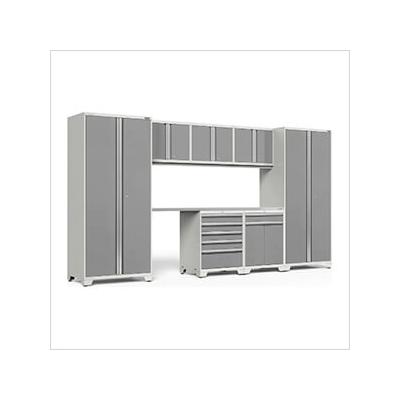 NewAge Garage Cabinets PRO Series Platinum 8-Piece Set with Stainless Steel Top