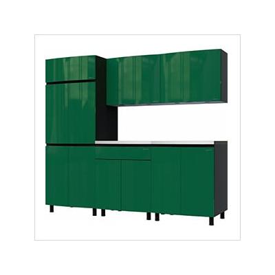 Contur Cabinet 7.5' Premium Racing Green Garage Cabinet System with Stainless Steel Tops