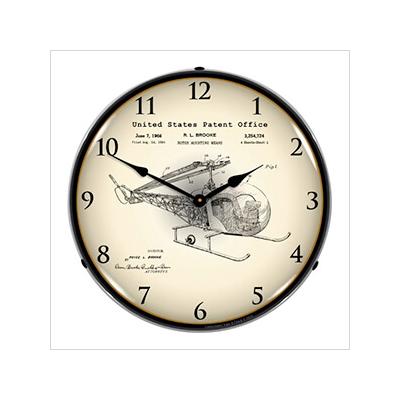 Collectable Sign and Clock 1966 Bell 47D-1 Helicopter Patent Blueprint Backlit Wall Clock