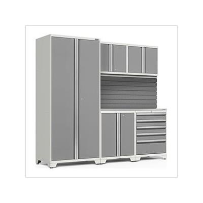 NewAge Garage Cabinets PRO Series Platinum 6-Piece Set with Stainless Steel Top and Slatwall