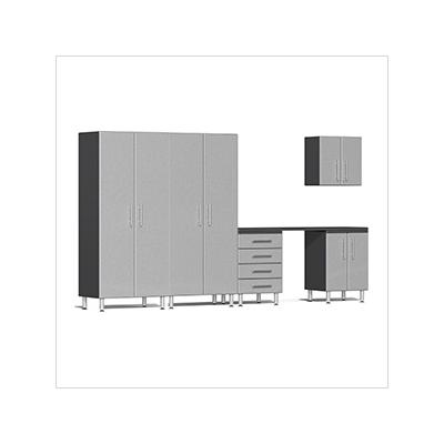 Ulti-MATE Garage Cabinets 6-Piece Garage Cabinet Kit with Channeled Worktop in Stardust Silver Metallic