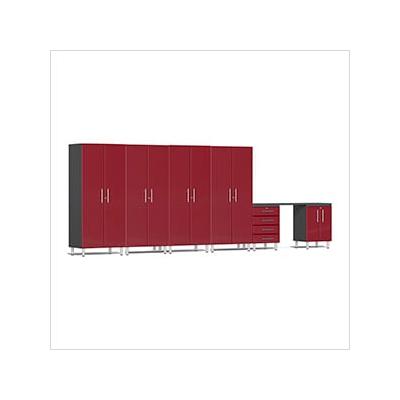 Ulti-MATE Garage Cabinets 7-Piece Garage Cabinet Kit with Channeled Worktop in Ruby Red Metallic