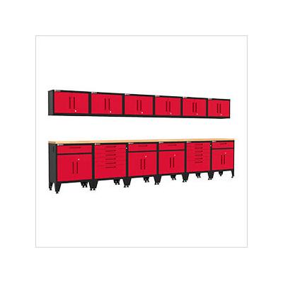 Armadillo Tough Red 14-Piece Garage Cabinet Set with Levelers