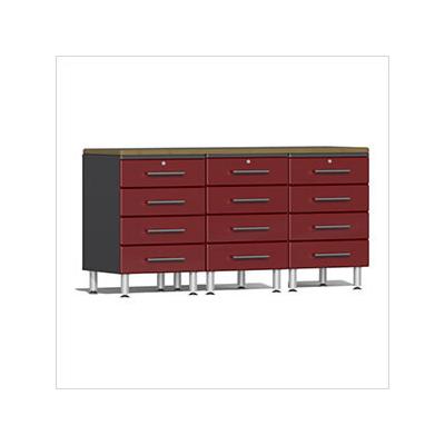 Ulti-MATE Garage Cabinets 4-Piece Garage Workstation Kit with Bamboo Worktop in Ruby Red Metallic