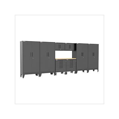 Armadillo Tough Black 9-Piece Garage Cabinet Set with Levelers and Casters