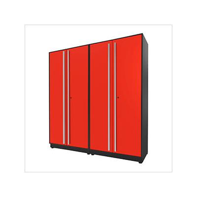 Proslat Garage Cabinets 2-Piece Glossy Red Tall Garage Cabinet Set with Silver Handles