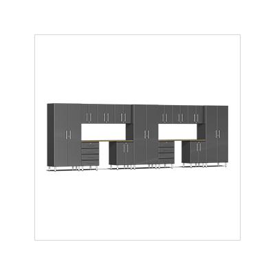 Ulti-MATE Garage Cabinets 15-Piece Garage Cabinet Kit with Bamboo Worktop in Graphite Grey Metallic