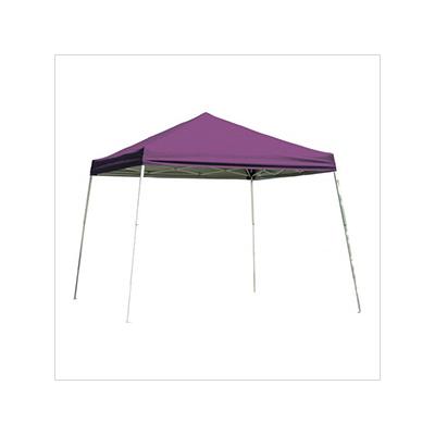 ShelterLogic 10x10 Slanted Pop-up Canopy with Black Roller Bag (Purple Cover)