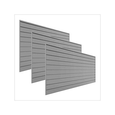 Proslat 8' x 4' PVC Wall Panels and Trims (3-Pack Light Grey)