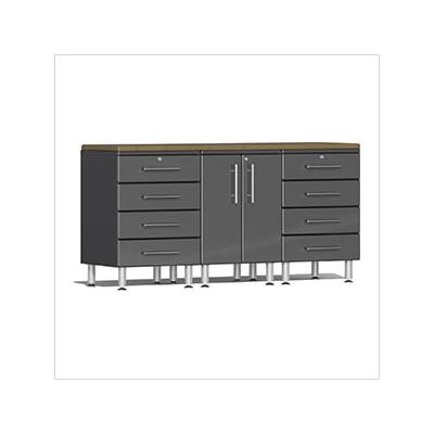 Ulti-MATE Garage Cabinets 4-Piece Garage Workstation Kit with Bamboo Worktop in Graphite Grey Metallic