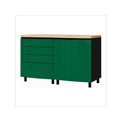 Contur Cabinet 5' Premium Racing Green Garage Cabinet System with Butcher Block Tops