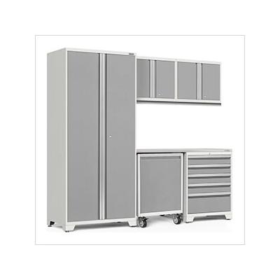 NewAge Garage Cabinets PRO Series Platinum 6-Piece Set with Stainless Steel Top