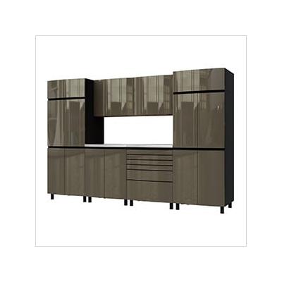 Contur Cabinet 10' Premium Terra Grey Garage Cabinet System with Stainless Steel Tops