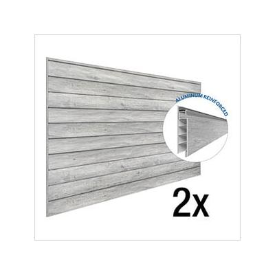 Proslat 8 ft. x 4 ft. PROCORE+ PVC Gray Wood Slatwall (2-Pack)