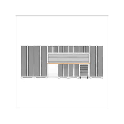 NewAge Garage Cabinets BOLD Series Platinum 12-Piece Set with Bamboo Top and Backsplash